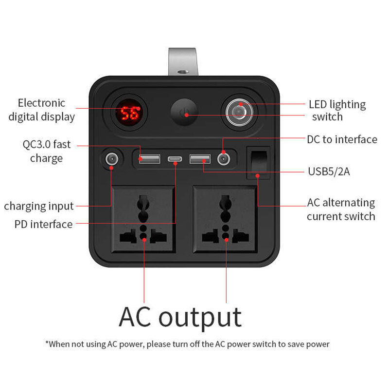 300W AC/DC/USB Multi-Mode 7-Port Outdoor Mobile Power Supply