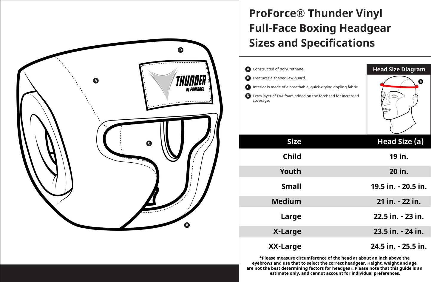 Proforce Thunder Vinyl Headgear - Boxing & Martial Arts Protective Helmet